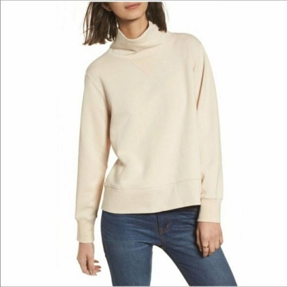 NWT Madewell Turtleneck Long Sleeve Pullover Sweatshirt Champagne Size XS